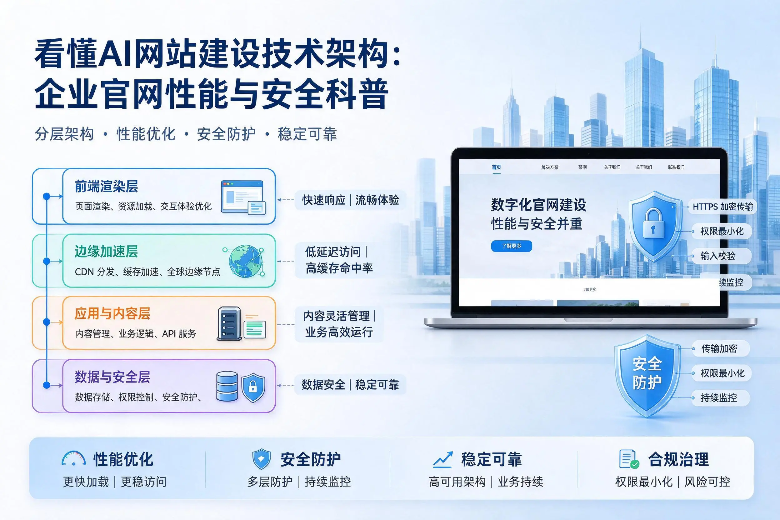 看懂AI网站建设技术架构：莆田企业官网性能与安全科普