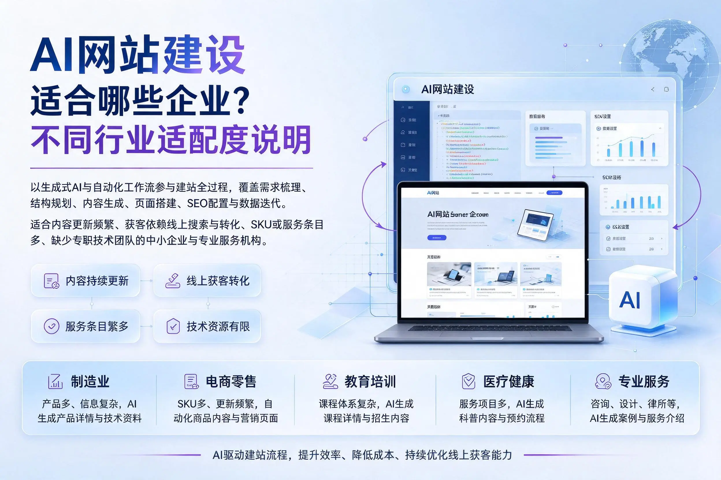 AI网站建设适合哪些企业？莆田不同行业适配度说明